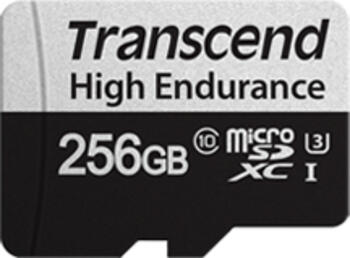 256 GB Transcend High Endurance 350V microSDXC Kit Speicherkarte, lesen: 95MB/s, schreiben: 45MB/s