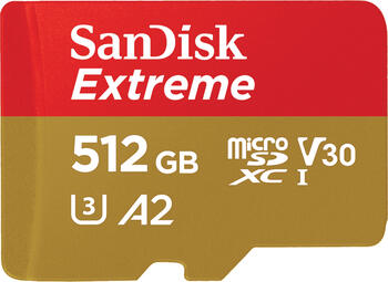 512 GB SanDisk Extreme microSDXC Kit Speicherkarte&comma; USB-A 3&period;0&comma; lesen&colon; 190MB&sol;s&comma; schreiben&colon; 130MB&sol;s