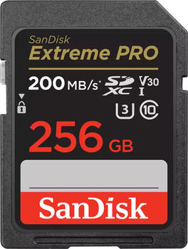 256 GB SanDisk Extreme PRO SDXC Speicherkarte&comma; lesen&colon; 200MB&sol;s&comma; schreiben&colon; 140MB&sol;s