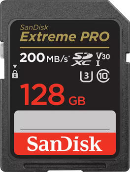 128 GB SanDisk Extreme PRO SDXC Speicherkarte&comma; lesen&colon; 200MB&sol;s&comma; schreiben&colon; 90MB&sol;s