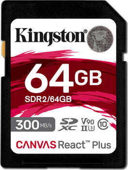 64 GB Kingston Canvas React Plus SDXC Speicherkarte, lesen: 300MB/s, schreiben: 260MB/s