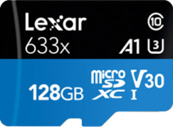 128 GB Lexar High-Performance 633x R95 microSDXC Kit lesen: 95MB/s, schreiben: 10MB/s