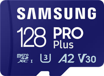 128 GB Samsung PRO Plus microSDXC Kit UHS-I U3 Speicherkarte 1x USB-A 3.0, lesen: 180MB/s, schreiben: 130MB/s