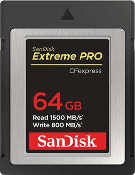 64 GB SanDisk Extreme PRO R1500/W800 CFexpress Type B Speicherkarte, lesen: 1500MB/s, schreiben: 800MB/s