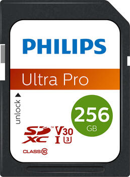256 GB Philips Ultra Pro SDXC Speicherkarte, lesen: 100MB/s 