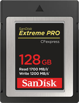 128 GB SanDisk Extreme PRO R1700/W1200 CFexpress Type B Speicherkarte, lesen: 1700MB/s, schreiben: 1200MB/s