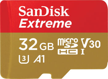 32GB SanDisk Extreme Kit Class10 microSDHC Speicherkarte lesen: 100MB/s inkl. SD-Adapter 32GB SanDisk Extreme Kit Class10 microSDHC Speicherkarte lesen: 100MB/s inkl. SD-Adapter