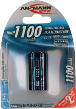 Ansmann NiMH Akku Micro AAA Typ 1100 min. 1050mAh 2er Bliste
