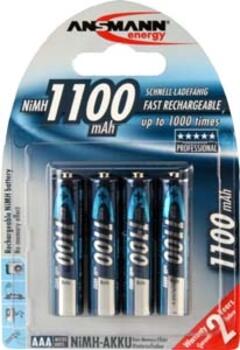 Ansmann NiMH Akku Micro AAA Typ 1100 min. 1050mAh 4er Bliste