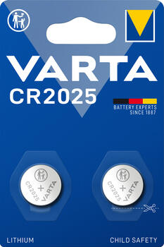 Varta CR2025, Knopfzelle 1x2, Lithium, 3V Varta CR2025, Knopfzelle 1x2, Lithium, 3V