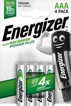 4er-Pack Energizer Accu Recharge Power Plus Micro AAA NiMH 700mAh