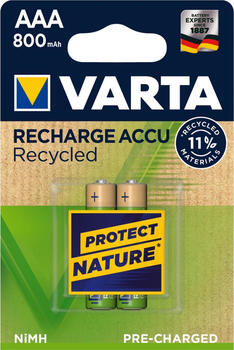Varta Recharge Accu Recycled Micro AAA NiMH 800mAh, 2er-Pack 