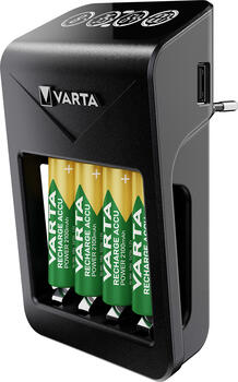 Varta LCD Plug Charger+ Ladegerät für Mignon AA, Micro AAA, 9V-Block