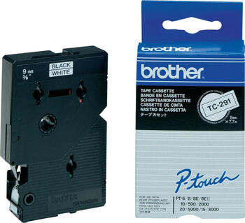 Brother TC291 Schriftbandkassette 9mm weiß auf schwarz 