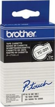 Brother TC201 Schriftbandkassette 12mm schwarz auf weiß 