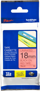 Brother TZe441 Schriftbandkassette 18mm, schwarz auf rot 