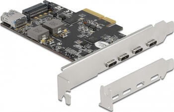 Delock PCI Express x4 Karte zu 4 x USB Type-C + 1x USB yp-A - SuperSpeed USB 10 Gbps - Low Profile Formfaktor