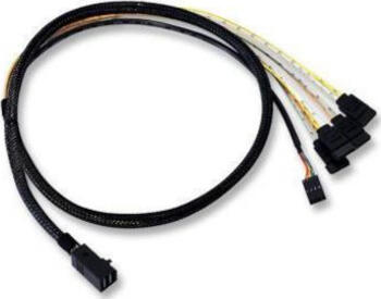 1m LSI mini SAS HD x4 [SFF-8643] auf 4x SATA Kabel mit Seitenband