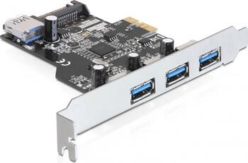 PCIe Karte DeLock 3 x extern + 1 x intern USB 3.0 PCIexpres 