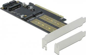 Delock PCI Express x16 Karte zu 1 x M.2 Key  B + 1 x NVMe M.2 Key M + 1 x mSATA - Low Profile Formfaktor