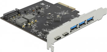 Delock PCI Express x4 Karte zu 2 x USB Type-C + 3 x USB Typ-A - SuperSpeed USB 10 Gbps