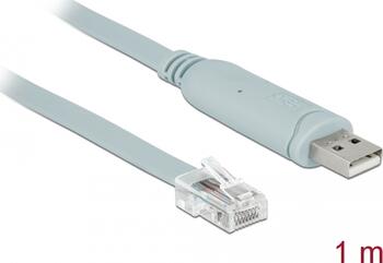 1m Delock Adapter USB 2.0 Typ-A Stecker > 1 x Seriell RS-232 RJ45 Stecker grau