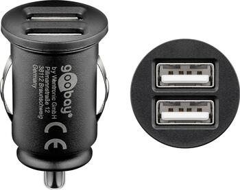 goobay Dual USB-Autoladegerät 4,8A kompakte Stromversorgung 