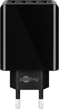 Goobay 4-fach USB-Ladegerät (30W) schwarz zum gleichzeitigen Aufladen von bis zu 4 Geräten