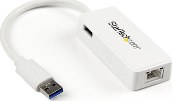 StarTech USB 3.0 Gigabit Ethernet Lan Adapter mit USB Port weiß