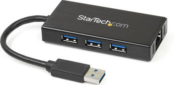 StarTech USB 3.0 Hub, 3-port + Gb LAN, schwarz 