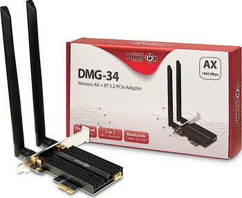 Inter-Tech PowerOn DMG-34, 2.4GHz/5GHz Wi-Fi 6, Bluetooth 5.2 LE, PCIe 2.0 x1