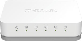 D-Link GO Easy Desktop Gigabit Switch, 5x RJ-45, Backplane: 10Gb/s, lüfterlos, externes Netzteil