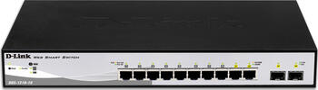 D-Link DGS-1210 Desktop Gigabit Smart+ Switch, 8x RJ-45, 2x SFP, Backplane: 20Gb/s, lüfterlos, Metallgehäuse