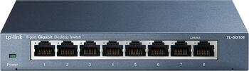TP-Link TL-SG100 Desktop Gigabit Switch, 8x RJ-45, unmanaged, Metallgehäuse, mit Netzteil, blau