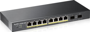 ZyXEL GS1900 Desktop Gigabit Smart Switch, 8x RJ-45, 2x SFP, PoE+, Rev.B1, Backplane: 20Gb/s, lüfterlos, Metallge