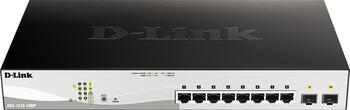 D-Link DGS-1210 Desktop Gigabit Smart+ Switch, 8x RJ-45, 2x SFP, 130W PoE+, Backplane: 20Gb/s, lüfterlos, Metallgehäu