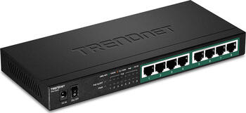TRENDnet TPE-TG Desktop Gigabit Switch, 8x RJ-45, 65W PoE+, Backplane: 16Gb/s, lüfterlos, Metallgehäuse