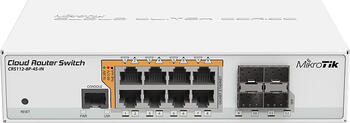 8-Port+4xSFP MikroTik Cloud Router Switch CRS112 Desktop Gigabit Smart Switch, 8x RJ-45, 4x SFP, PoE/PoE PD 8-Port+4xSFP MikroTik Cloud Router Switch CRS112 Desktop Gigabit Smart Switch, 8x RJ-45, 4x SFP, PoE/PoE PD