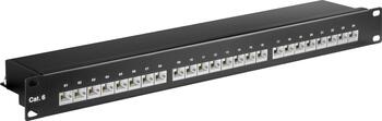 19 Zoll /1HE 24-Port goobay Cat.6 Patchpanel, schwarz
