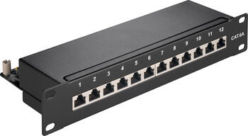 goobay CAT 6a 10-Zoll (25,4 cm) Patch Panel, 12 Port,