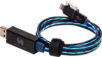 RealPower Floating LED lightning/ micro USB. Kabel, blau Lade- und Datenkabel