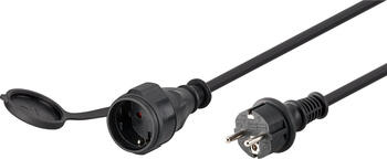 10m Outdoor Netzkabel-Verlängerung, stecker/ buchse, schwarz