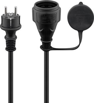 5m Outdoor Netzkabel-Verlängerung, stecker/ buchse, schwarz