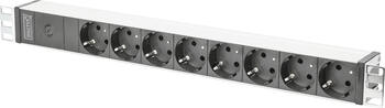 8-fach Digitus 19 Steckdosenleiste mit Aluminiumprofil und Vorsicherung&comma; 1HE&comma; 2m