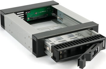 FANTEC BP-T3525 3,5/2,5Zoll SATA/SAS HDD/SSD Wechselrahmen in einem 5,25Zoll Einschub Festplattentraeger in Aluminium