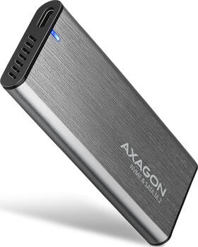 M.2, bis 80mm, AXAGON M.2 PCIe/SATA SSD Enclosure silber externes Gehäuse, 1x USB-C 3.1 (10Gb/s), Aluminiumgehäuse