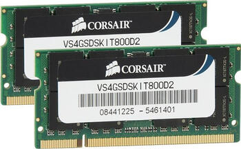 DDR2RAM 2x 2GB DDR2-800 Corsair ValueSelect SO-DIMM, CL5 Kit