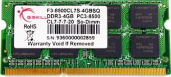 DDR3RAM 4GB DDR3-1066 G.Skill SQ Series SO-DIMM, CL7-7-7-20