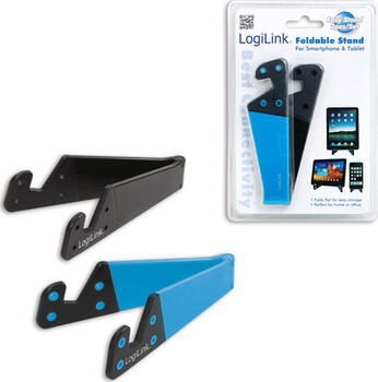 Klappbare Smartphone + Tablet Halterung/ Ständer, schw.+blau 