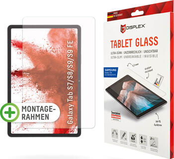 Displex Tablet Glass (9H) für Samsung Galaxy Tab S7/S8/S)/S9 FE, Eco-Montagerahmen L-Form, unzerbrechlich